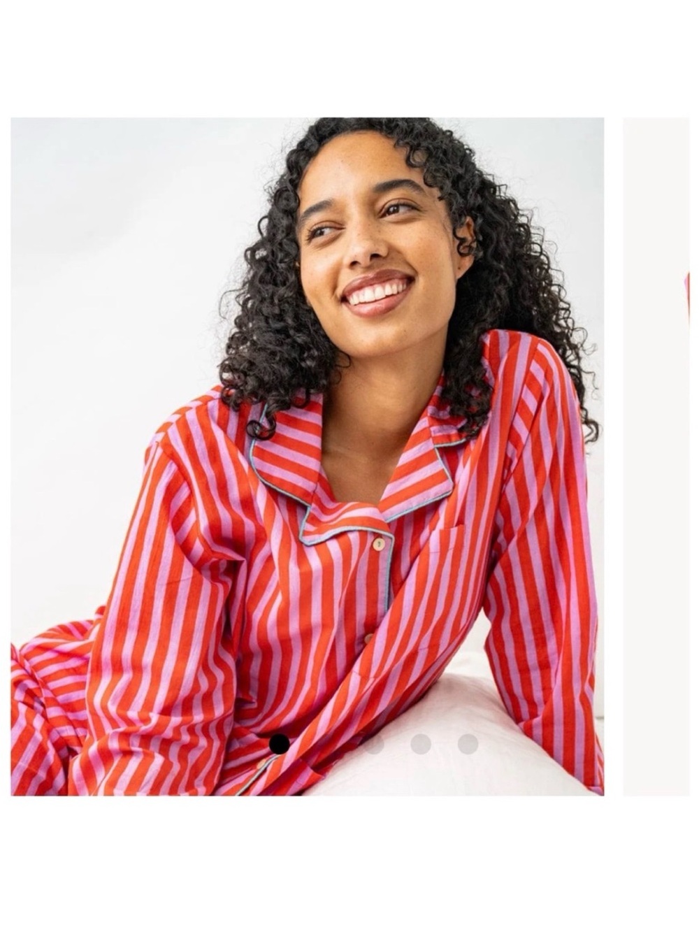 INK + ALLOY Bonnie Striped Pajama Set in Lavender & Poppy. Size Lg